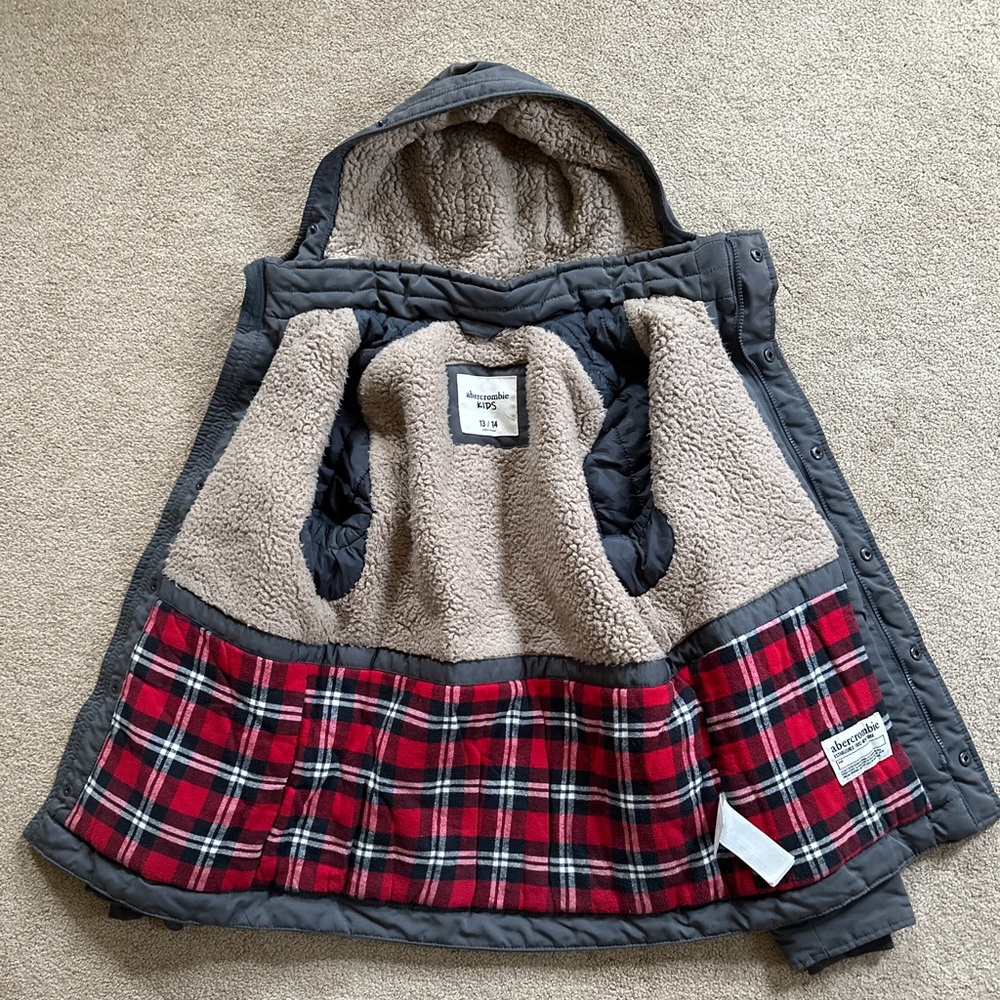 Abercrombie Boys Utility Parka Coat Size 13/14 Gray